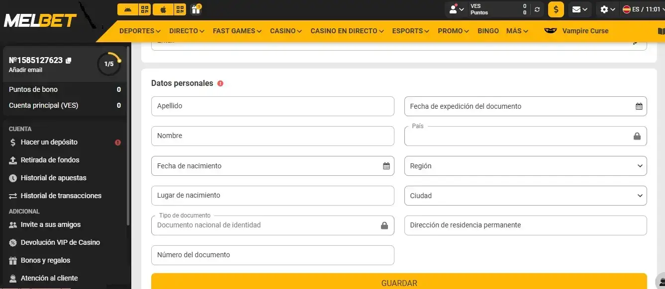 Confirmar identidad en MelBet